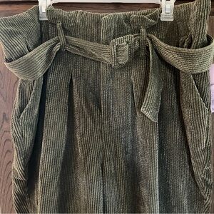 Olive Corduroy High-Waisted Pants